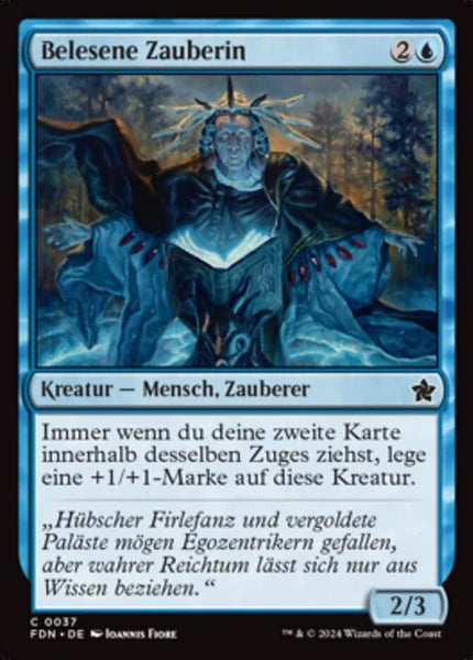 Sammelkarten MTG Belesene Zauberin FDN #37 (DEU)