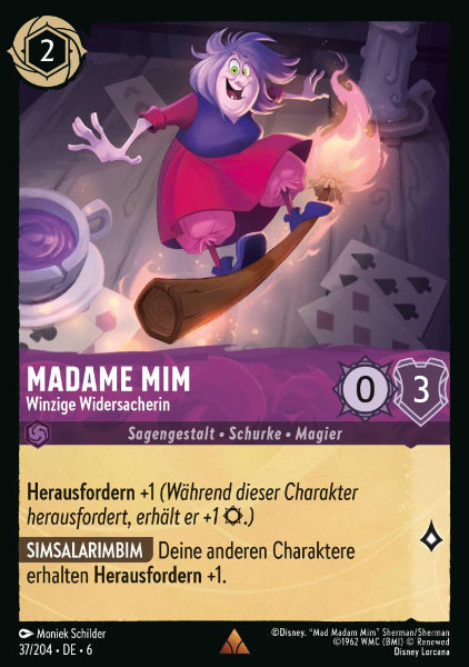 Sammelkarten Lorcana Madme Mim - Winzige Widersacherin 37/204
