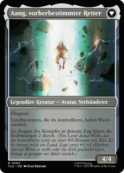 Sammelkarte MGT Aang, vorherbestimmter Retter TLA 203 