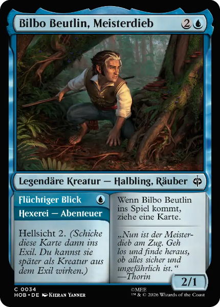 Sammelkarten MTG Bilbo Beutlin, Meisterdieb HOB #34  Foil (DEU)