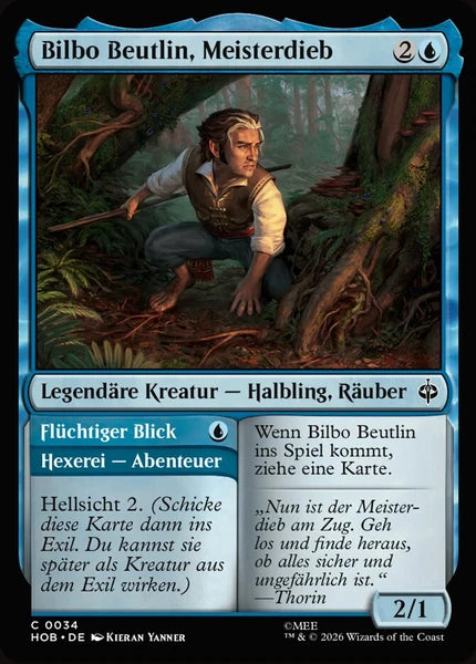 Sammelkarten MTG Bilbo Beutlin, Meisterdieb // Take a Glance HOB #34 (DEU)