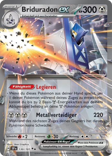 Sammelkarten Pokemon Briduradon ex 130/191 Holo
