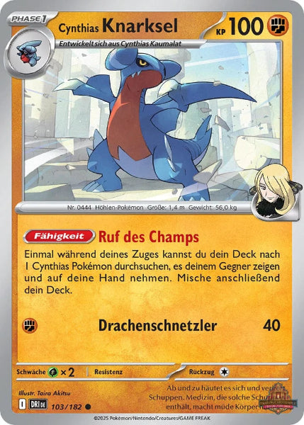 Sammelkarten Pokemon Cynthias Knarksel 103/182 Holo