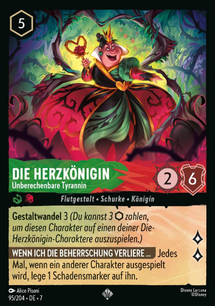 Sammelkarten Lorcana Die Herzkönigin - Unberechenare Tyrannin 95/204