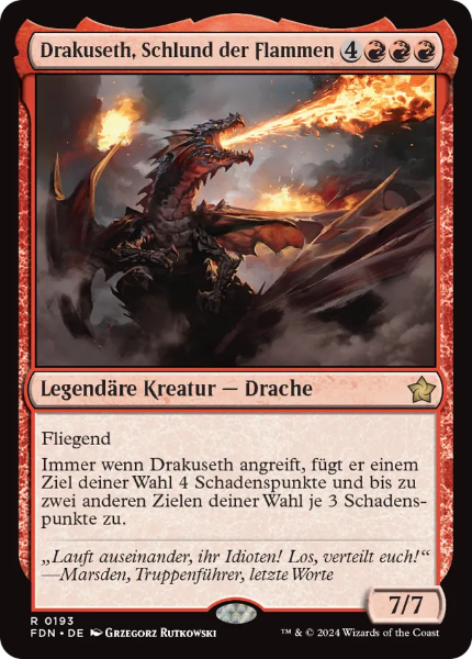 Sammelkarten MTG Drakuseth, Schlund der Flammen FDN #193 