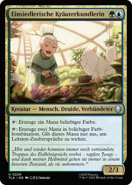 Sammelkarten MTG Einsiedlerische Kräuterkundlerin TLA #226