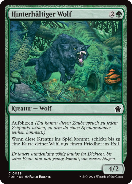 Sammelkarten MTG Hinterhältiger Wolf FDN #98 (DEU)