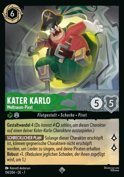 Sammelkarten Lorcana Kater Karlo-Weltraum-Pirat 114/204