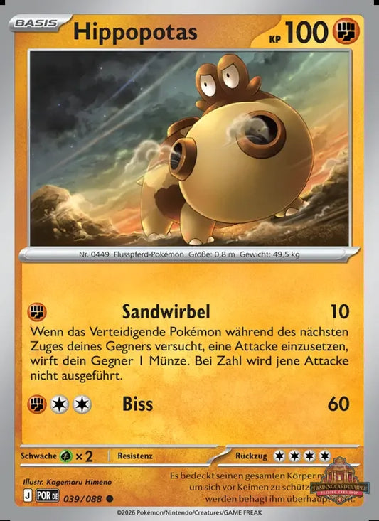 Sammelkarten Pokemon Hippopotas 039/088 Reverse Holo 