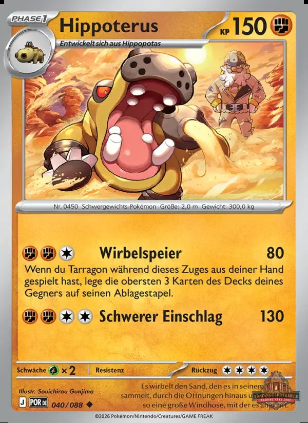 Sammelkarten Pokemon Hippoterus 040/088