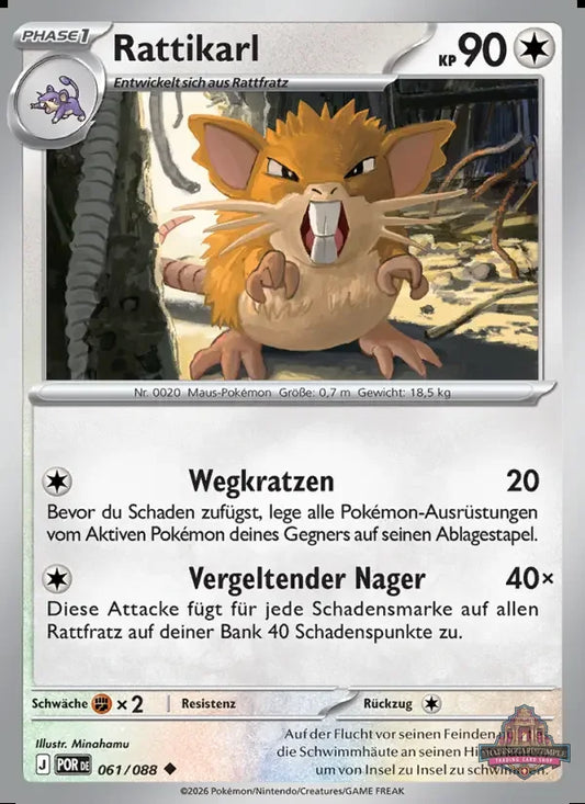 Sammelkarten Pokemon Rattikarl 061/088 Reverse Holo