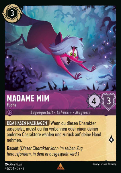 Sammelkarten Lorcana Madame Mim-Fuchs 46/204