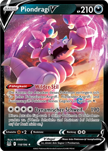 Sammelkarten Pokemon Piondragi V 118/196 Holo