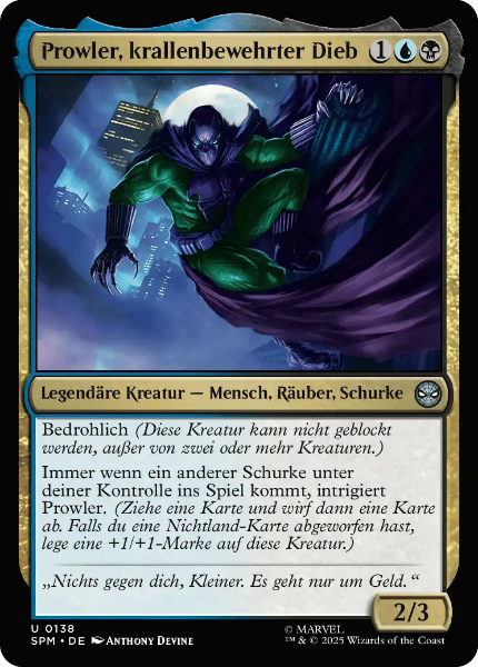 Sammelkarten MTG Prowler, krallenbewewehrter Dieb SPM #138