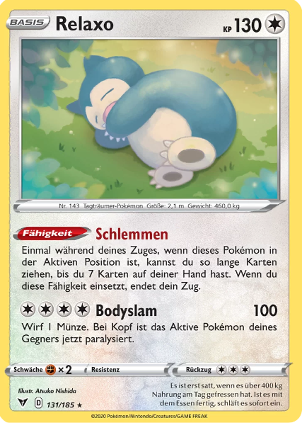 Sammelkarten Pokemon Relaxo 131/185 Holo