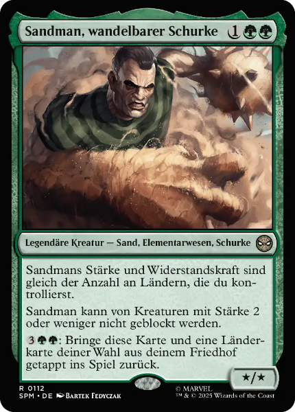 Sammelkarten MTG Sandman, wandelbarer Schurke SPM #112