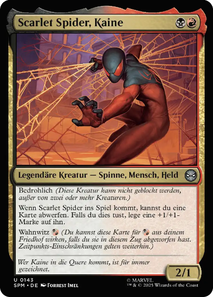 Sammelkarten MTG Scarlet Spider, Kaine SPM #143