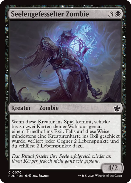 Sammelkarten MTG Seelengefesselter Zombie FDN #70