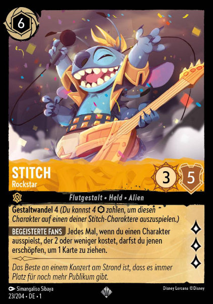 Sammelkarten Lorcana Stitch -  Rockstar 23/204