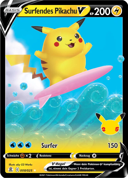 Sammelkarten Pokemon Surfendes Pikachu V 008/025  Fullart