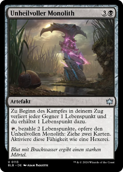 Sammelkarten Bloomburrow Unheilvoller Monolith #113 