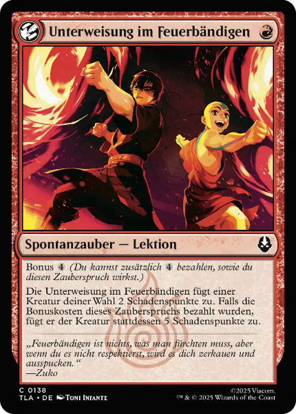 Sammelkarten MTG Unterweisung im Feuerbändigen TLA #138