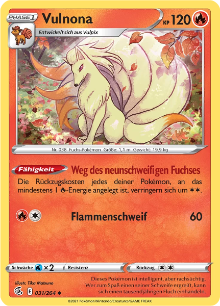 Sammelkarten Pokemon Vulnona 031/264 Rerverse Holo